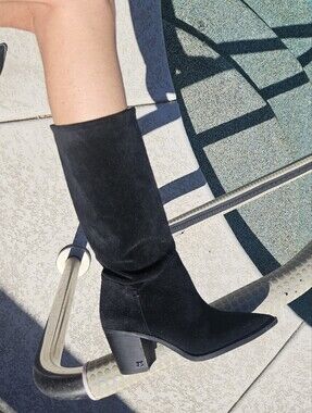 Black Suede Slouchy Boots